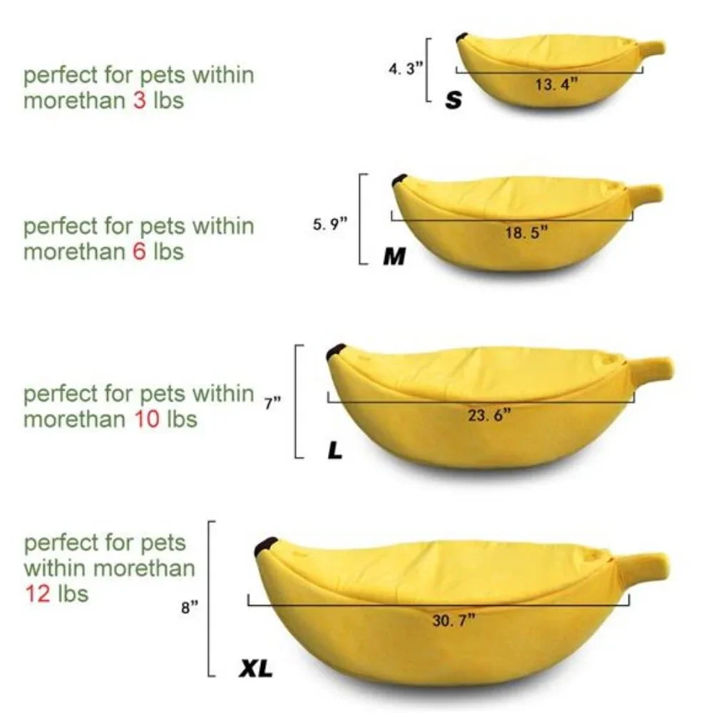 Banana Cat Bed Large Soft Warm Cuddle Bed Pet Supplies for Cats Kittens Dogs